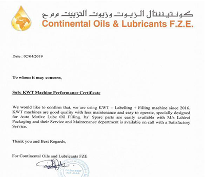 Continental-Oils-&-Lubricant-Appreciation-letter